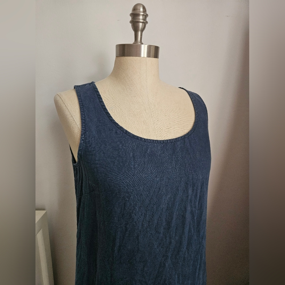 TOMMY BAHAMA Navy Linen Ruffle Hem Dress | SZ SP - Picture 7 of 11
